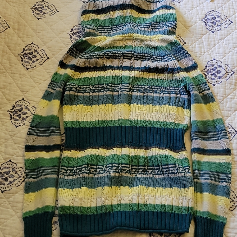 DKNY Hooded Cable Knit Sweater Sz M - Picture 7 of 8